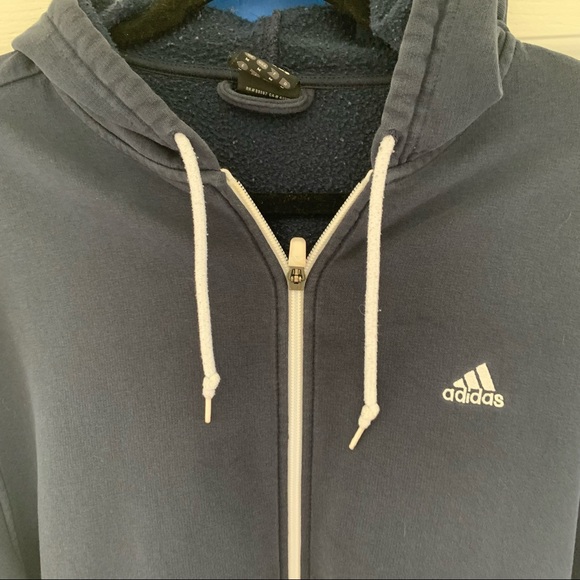AdIdas Navy Blue and White Stripe Hoodie size Med - Picture 2 of 9